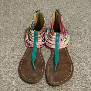 Modcloth Galdiator Sandals Neon/Teal